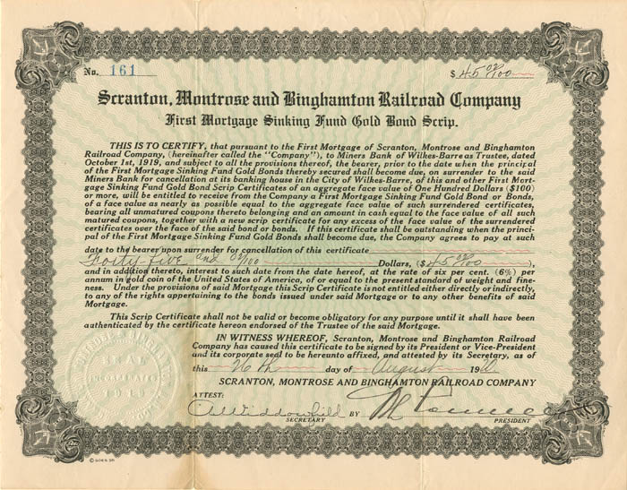 Scranton, Montrose and Binghamton Railroad Co.